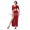 African Style High Slit Rayon Half Sleeve Long Red Dance Dress