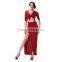 100% Rayon Half Sleeve Tie Front Simple One Piece Long Dress With a Side