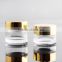 high class clear glass jar with shiny gold cap