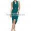 Lady's silk crepe de chin drape evening dress