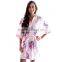 Short Floral Pattern Satin Kimono Women Bridesmaid Robes in Bulk
