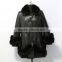 Fashion design sheep leather coat with fox fur trim / sheep leather jacket