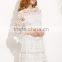 Dresses latest women girl design fashion photos White Crochet Three Quarter Bell Sleeve Dress