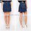 2015 latex woman casual curved hem heavy wash denim mini skirt