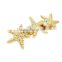 manufacturer price 3 sea stars barrettes gold plated pearl hair pins for women