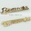 Custom gold metal letter logo metal label for handbags wholesale