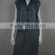 Womens' polo neck vest long dress with button knitted sweater