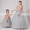 2016 fashion grey color mommy and me dress family matching clothing with flower decoration