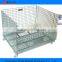 Industrial stackable collapsible wire mesh container with wheels