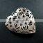 39mm big filigree heart shape vintage style antiqued silver flower photo locket DIY pendant charm jewelry supplies 1133005