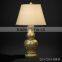 Hand Painting Antique Table Lamp With Shade, Imitated Calabash Desk Lamp, Cobalt Blue Carved Wooden Decor Lamp