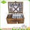 China customized cheap 2 person type insulation wicker willow picnic basket with cheeseboard cooler bag