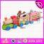 Funny play wooden magnetic train pull toy for kids,Children Toy Train Educational Pull Cart Wooden Block Train W05C022