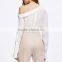 Wholesale New Fashion Long Sleeve One Shoulder Women Asymmetric Flodover Shoulder Wide Cuff Blouse