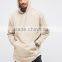 Custom Long Sleeve Stepped Hem Beige Men's 100% Cotton Soft Jersey Longline Oversized Regular Fit Casual Plain design Hoodies