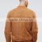 Mgoo Brown Suede Bomber Jacket Customize Embroidery Slim Fitness Zip Up Men's Leather Coats With Side Pocket