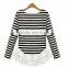 Autumn latest design round neck ivory long sleeve chiffon stitching knitting striped printing t shirt design