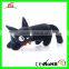 E477 Black Super Soft Velboa Cat With Bow Plush Pencil Case
