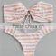 Stripe Printed Bikini Brazilian Micro Thong Twist Bandeau Bikinis Swimwear