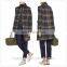latest checked navy wool women coat new model oem service