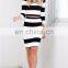New Arrival Black Stripe Long Sleeve Woman Crop Top and Skirt Set