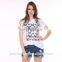 wholesale women custom short sleeve softtextile 100% cotton white t shirt with butterfly print