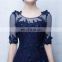 High Quality Scoop 1/2 Sleeve A Line Elegant Lace-up Hollow Lace Beaded Appliqued Evening Dress