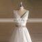 Elegant V-Neck Rhinestone Beaded Pleating A -line Wedding Dress