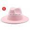 20colors New Manufacture hot sell new design woolen wide brim jazz fashion autumn winter fedora hats men women's fedora hat cap