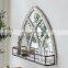 Natural style wooden wall decorative mirror with storage shelf  wooden mirror frame decorative