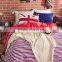Red and blue strips pattern cotton bed sheet ses simple design king size duvet cover set cotton quilt cover set
