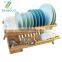 Bamboo Dish Rack Drying Bamboo Dish Drainer Folding Countertop 2 Tier Wooden Utensil Dryer