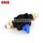 SNS HVSS Series brass and plastic air flow control double male thread hand valve pneumatic fitting