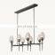 Luxury American Style Brass Crystal Lamp Modern Design LED Light Linear Pendant Glass Chandelier for Home Office or Restaurant