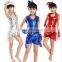 Wholesale red/blue/silver jazz dance costumes performing show girl dance costume royal blue dance costumes