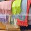 Custom Japan Fashion Women Solid Color Tassel Cotton Linen Pashmina Scarfs