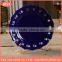 personalized dark blue hollow porcelain round shallow plate ,ceramic restaurant and whole home dessert plate dishes