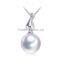 2015 14K White Gold Jewelry Freshwater Pearl Jewelry Pearl Pendant With Gem Stone 14Carat Gold Mountings Pearl Pendant Necklace