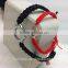 Black And Red Weave Hand Rope Sun Titanium Steel Bracelet