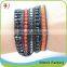 Yellow And Black Crystal Mix Blue Stone Bead Wrap Thin Leather Bracelet