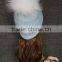 New Products Winter Fashion Large Raccoon Fur Ball On Top Mohair Knit Beanie Hat