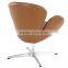 Aluminum Swivel base hotel lounge leather swan chair