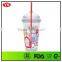 Full color logo printing double wall Plastic 16oz Cups with dome or flat lid