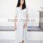 Summer print chiffon white wrap maternity dress, long maternity clothes, half sleeve maternity clothing