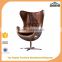 swivel real leather office egg chair furniture with fiberglass frame