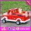 2017 New products dog and four firemen wooden toy fire trucks W04A315