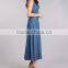 Denim one piece dress Patterns Women Sleeveless Midi denim dress muslim