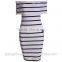 Women Sexy Club Dress Strapless Striped Pencil Casual Dress