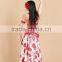 2015 professional side slit long dance skirt, floral printed belly dance skirt