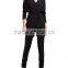 Ladies Fashion Black Long Sleeve Chiffon Jumpsuit with belt